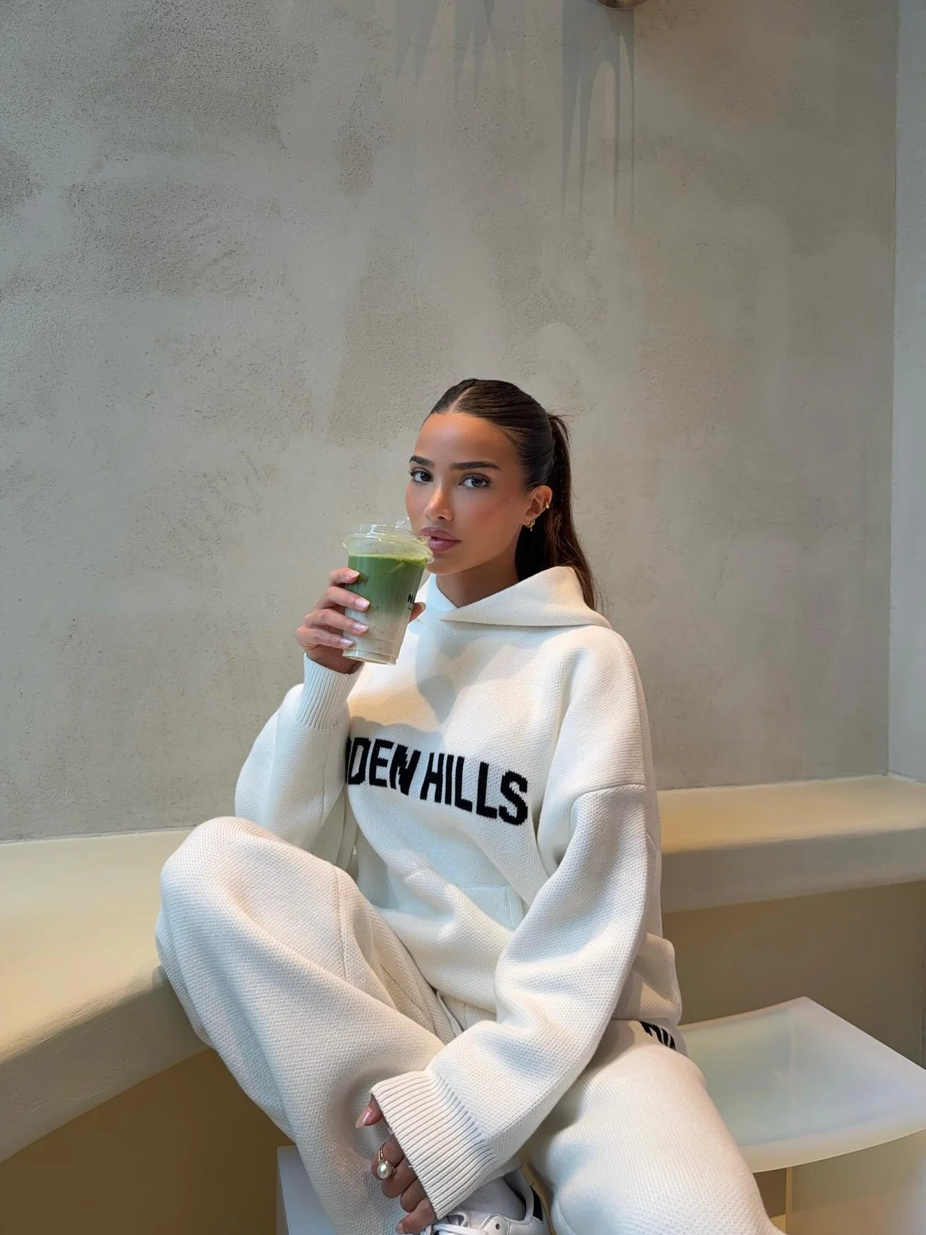 KNIT HOODIE OFF WHITE