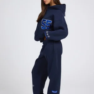 '55 EMBROIDERY STRAIGHT LEG SWEATPANTS NAVY