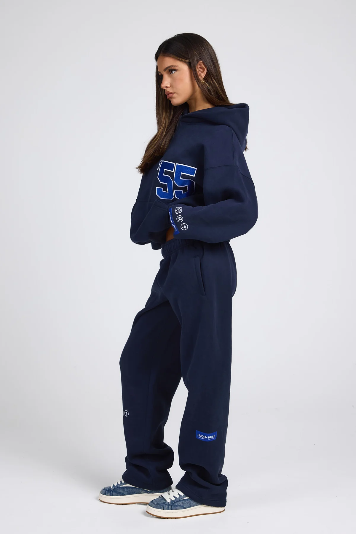 '55 EMBROIDERY STRAIGHT LEG SWEATPANTS NAVY