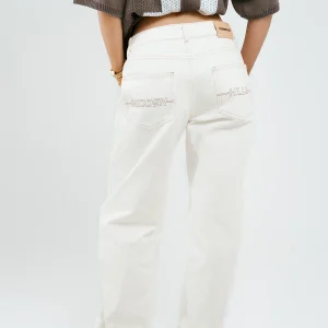 LOGO STITCH JEANS OFF WHITE