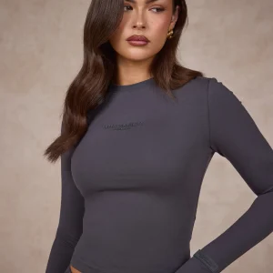 BASICS LONGSLEEVE TOP DARK GRAY