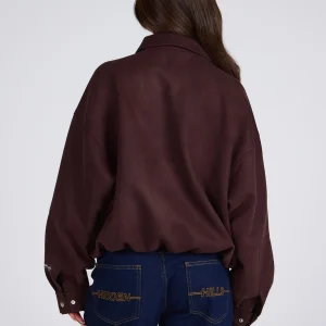 EMBOSSED SUEDE JACKET DARK BROWN