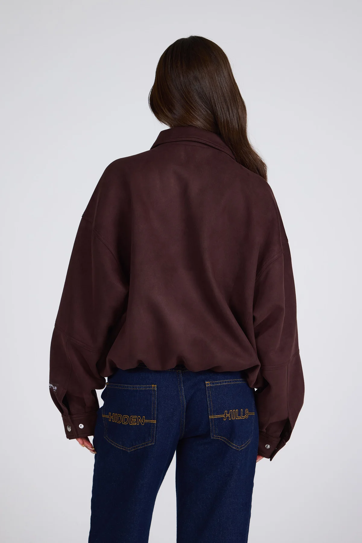 EMBOSSED SUEDE JACKET DARK BROWN