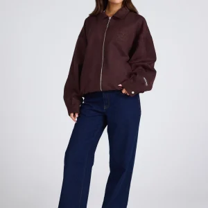 EMBOSSED SUEDE JACKET DARK BROWN