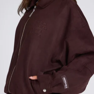 EMBOSSED SUEDE JACKET DARK BROWN