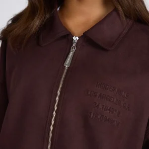 EMBOSSED SUEDE JACKET DARK BROWN