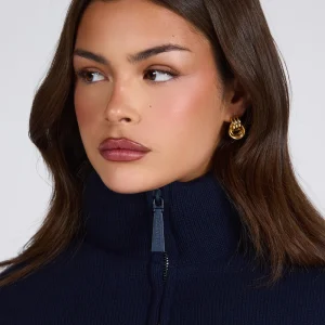 LABEL PUFFER JACKET NAVY