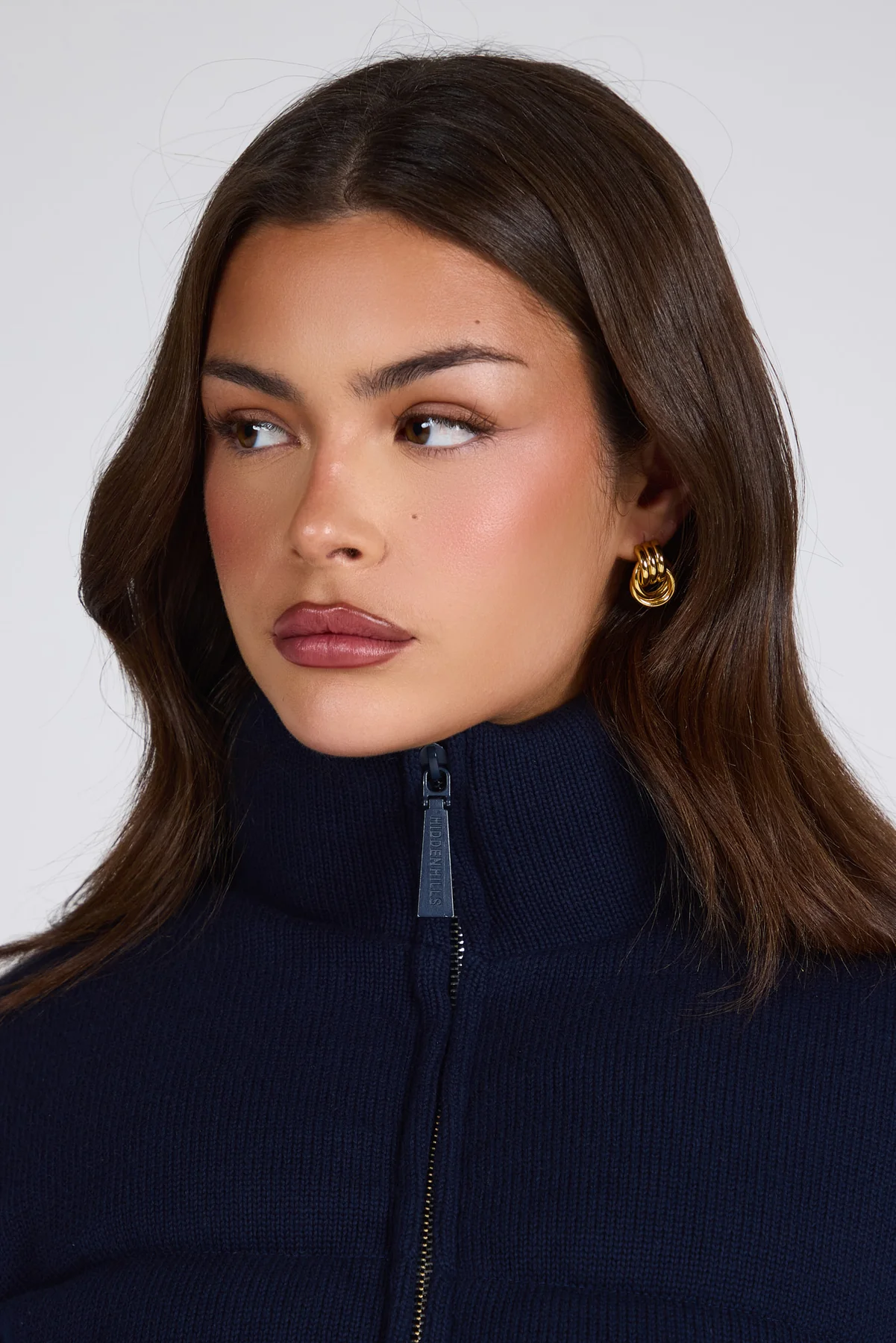 LABEL PUFFER JACKET NAVY