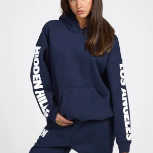 SLEEVE LOGO HOODIE NAVY