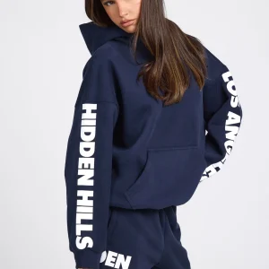 SLEEVE LOGO HOODIE NAVY