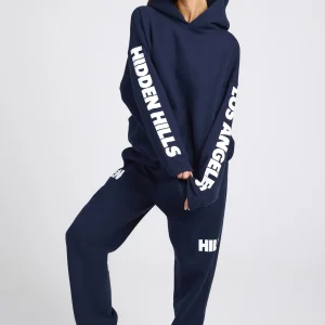SLEEVE LOGO HOODIE NAVY
