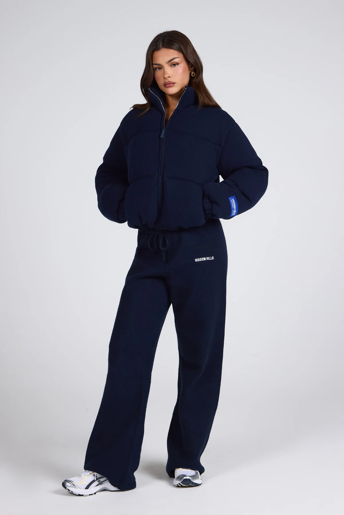 LABEL PUFFER JACKET NAVY