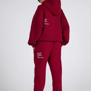 LABEL ZIP HOODIE BURGUNDY