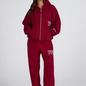 TAG STRAIGHT LEG SWEATPANTS BURGUNDY
