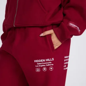 TAG STRAIGHT LEG SWEATPANTS BURGUNDY