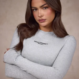 BASICS LONGSLEEVE TOP MEDIUM GRAY