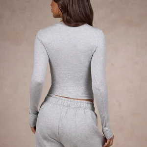 BASICS LONGSLEEVE TOP MEDIUM GRAY