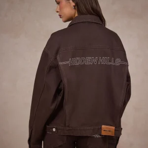 LOGO STITCH DENIM JACKET DARK BROWN