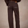 LOGO STITCH JEANS DARK BROWN