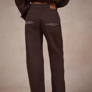 LOGO STITCH JEANS DARK BROWN