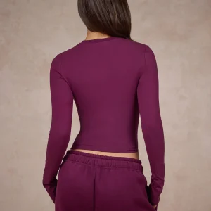 BASICS LONGSLEEVE TOP DARK PLUM