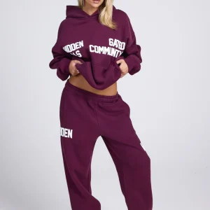 GATED COMMUNITY STRAIGHT LEG SWEATPANTS DARK PLUM
