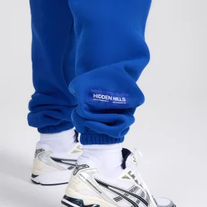 LABEL CUFFED SWEATPANTS ROYAL BLUE