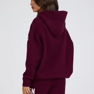 KNIT HOODIE DARK PLUM
