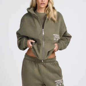 LABEL ZIP HOODIE SAGE