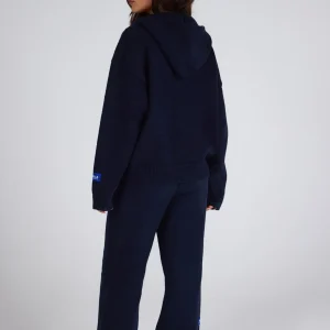 KNIT LABEL ZIP HOODIE NAVY