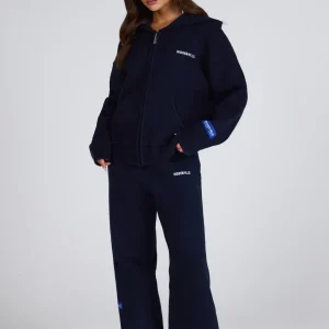 KNIT LABEL ZIP HOODIE NAVY