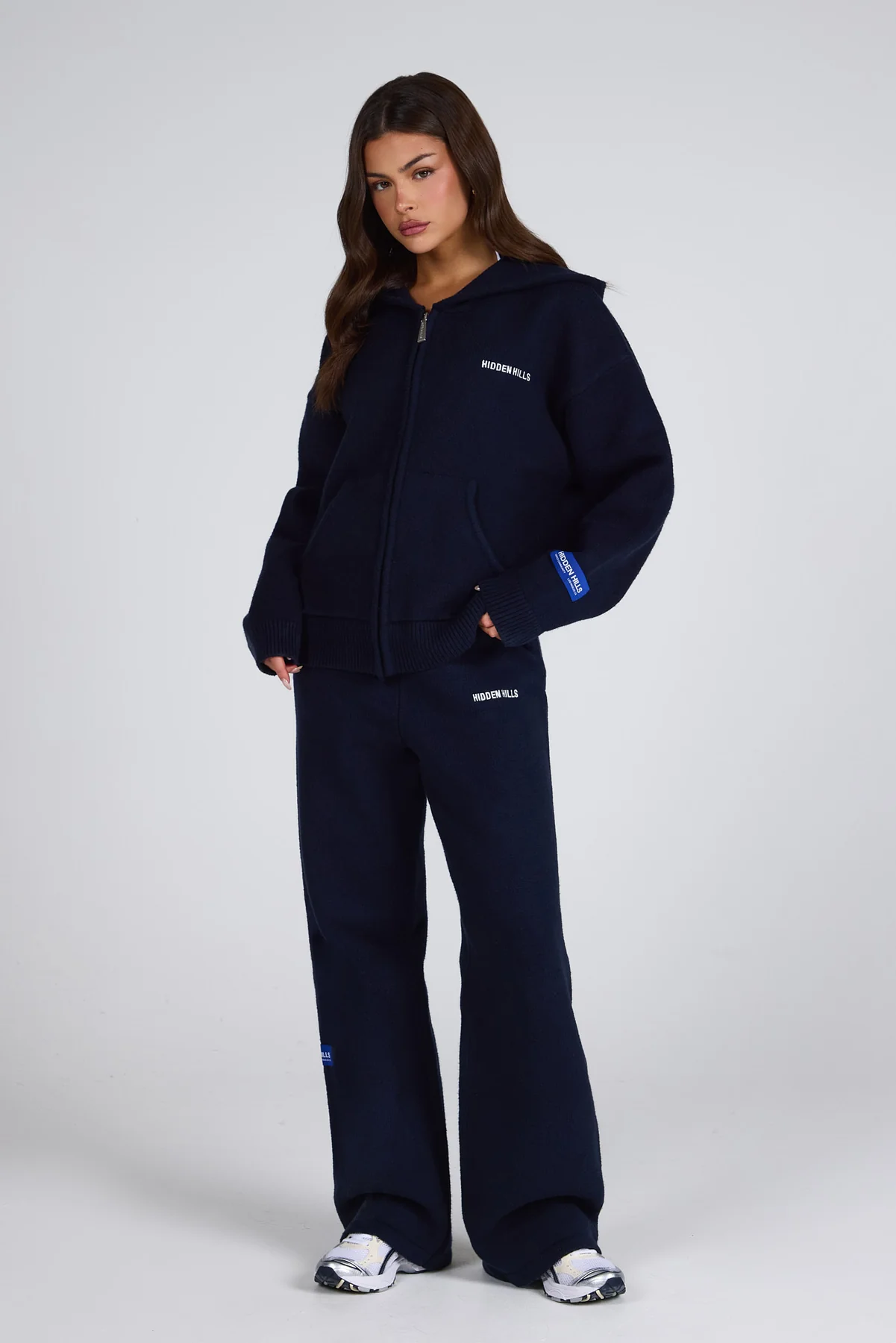 KNIT LABEL ZIP HOODIE NAVY