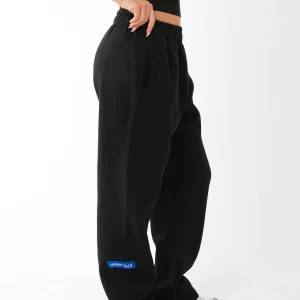 LABEL STRAIGHT LEG SWEATPANTS BLACK