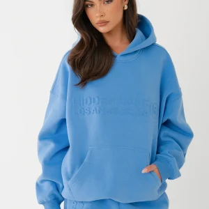 EMBOSSED HOODIE SKY BLUE