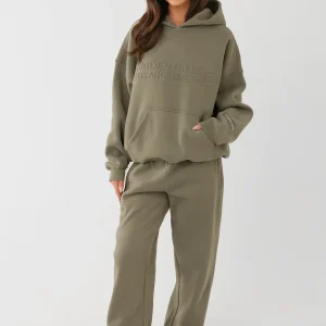 EMBOSSED STRAIGHT LEG SWEATPANTS SAGE