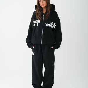GATED COMMUNITY STRAIGHT LEG SWEATPANTS BLACK