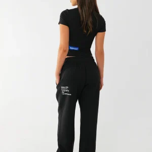 LABEL STRAIGHT LEG SWEATPANTS BLACK
