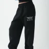 LABEL CUFFED SWEATPANTS BLACK