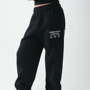 LABEL CUFFED SWEATPANTS BLACK