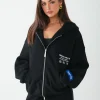 LABEL ZIP HOODIE BLACK