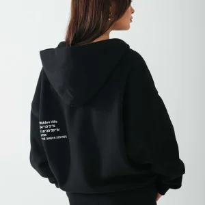 LABEL ZIP HOODIE BLACK