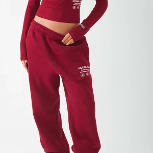 LABEL CUFFED SWEATPANTS BURGUNDY