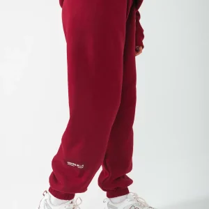 LABEL CUFFED SWEATPANTS BURGUNDY