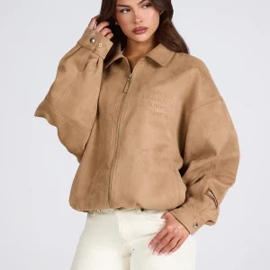 EMBOSSED SUEDE JACKET CAMEL