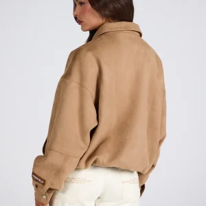 EMBOSSED SUEDE JACKET CAMEL