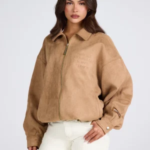 EMBOSSED SUEDE JACKET CAMEL