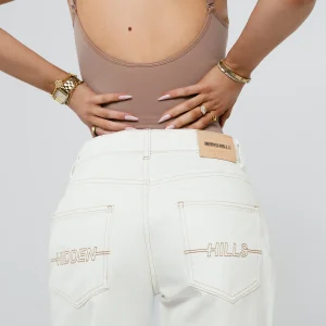LOGO STITCH JEANS OFF WHITE