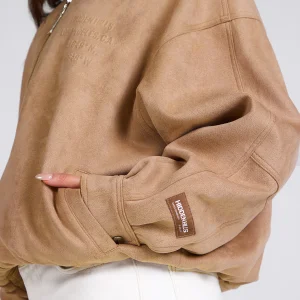 EMBOSSED SUEDE JACKET CAMEL
