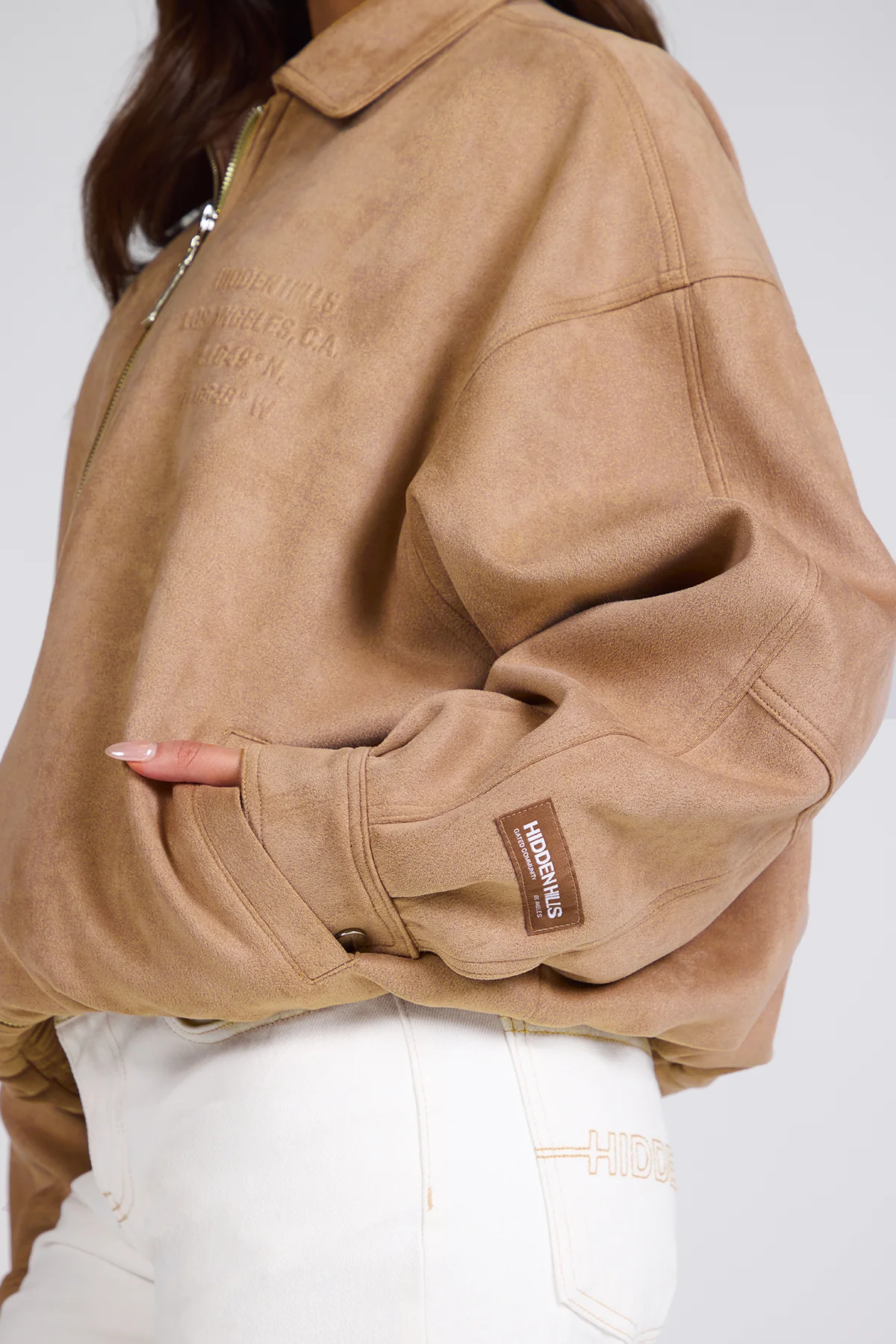 EMBOSSED SUEDE JACKET CAMEL