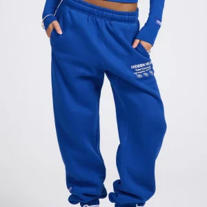 LABEL CUFFED SWEATPANTS ROYAL BLUE